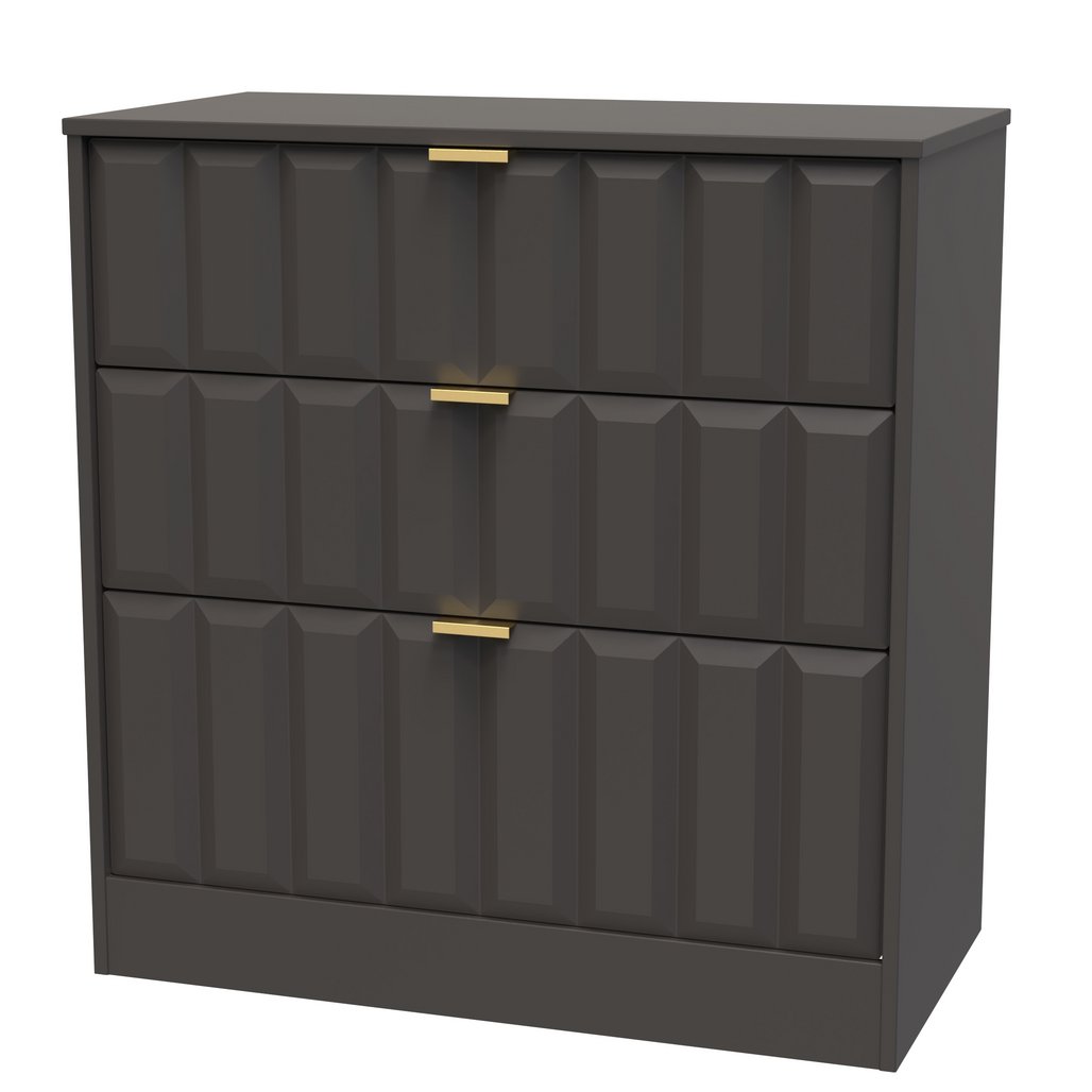 New York 3 Drawer Deep Chest with Gold Handles