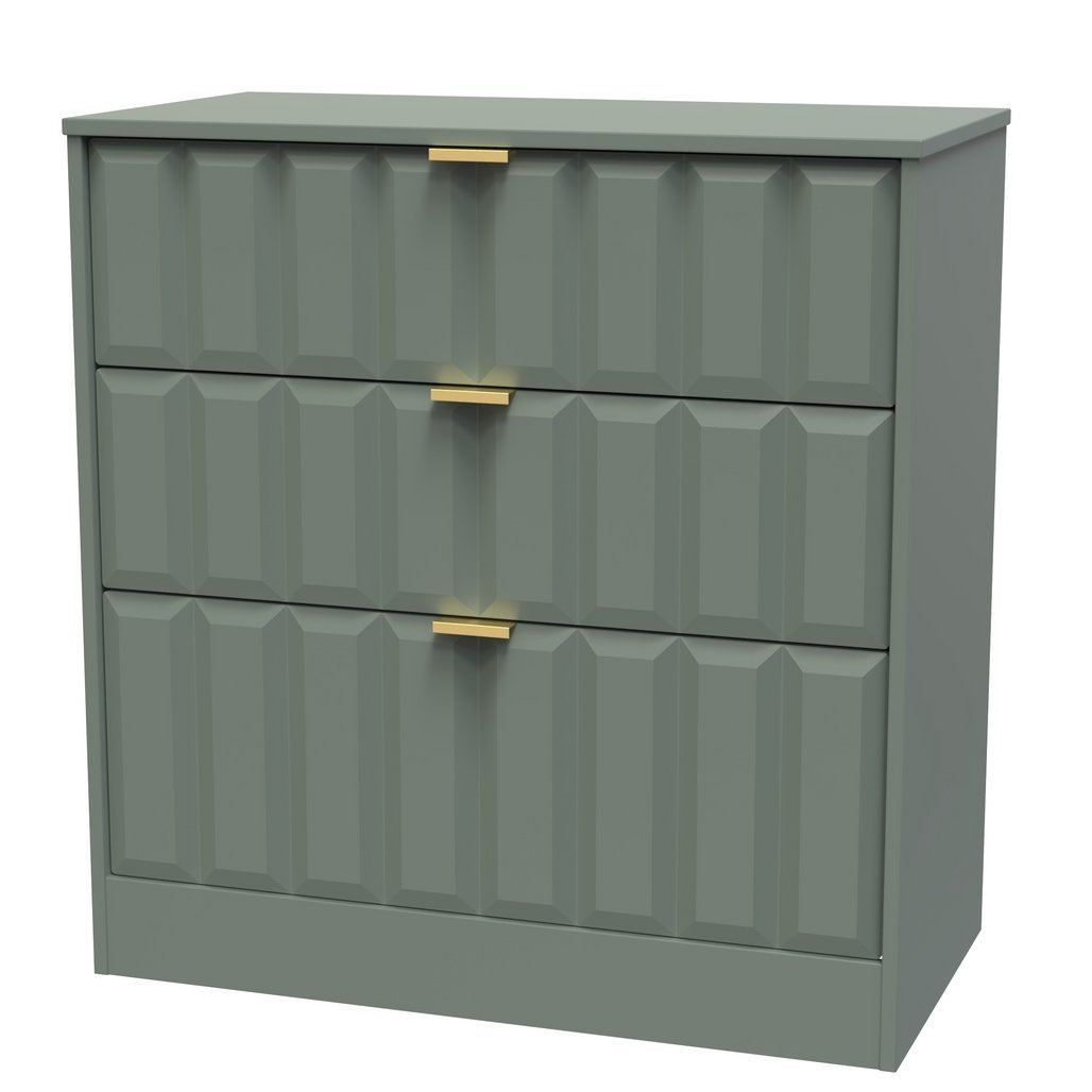 New York 3 Drawer Deep Chest with Gold Handles