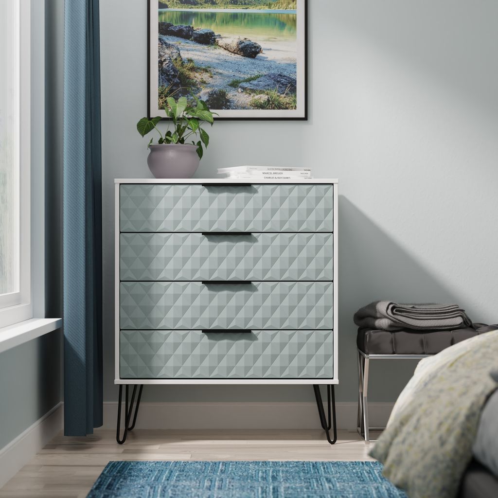 Harlequin 4 Drawer Chest with Black Hairpin Legs