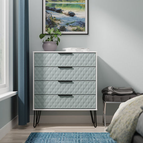 Harlequin 4 Drawer Chest with Black Hairpin Legs