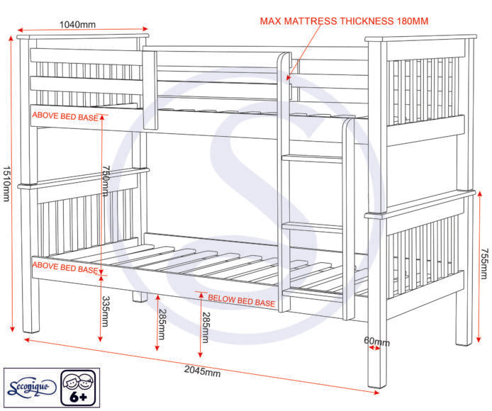 Neptune Single Bunk Bed 3ft