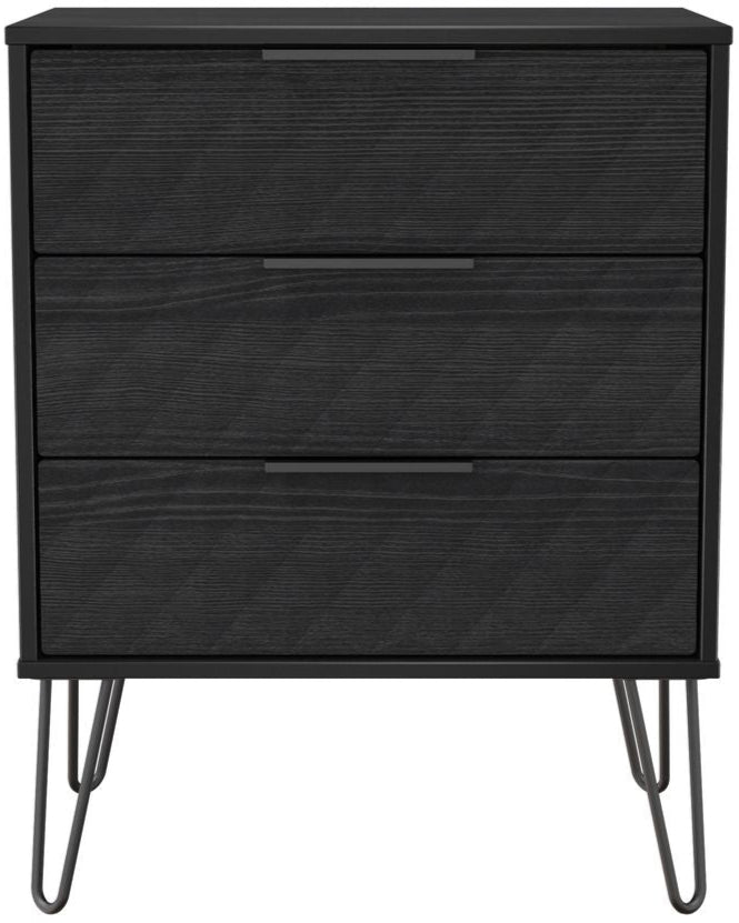 Harlequin 3 Drawer Midi Chest with Black Hairpin Legs
