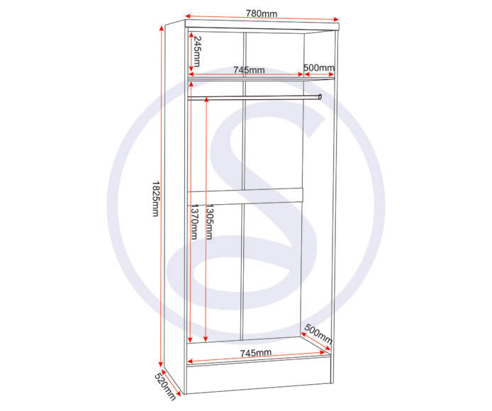 Nevada 2 Door Double Wardrobe