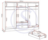 Nevada 6 Door 2 Drawer Mirrored Wardrobe