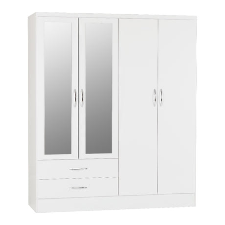 Nevada 4 Door 2 Drawer Mirrored Wardrobe