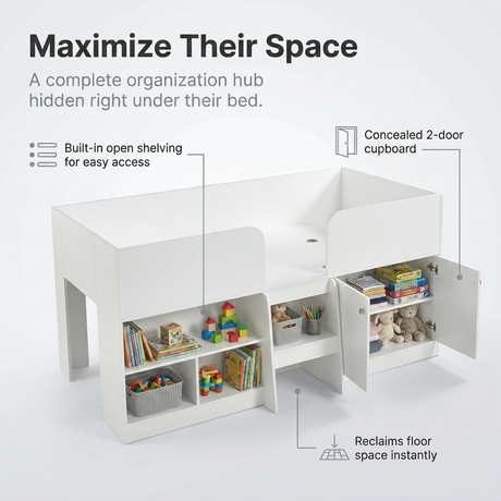 Nova Low Sleeper Children's Bed Frame with Shelves