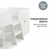 Nova Low Sleeper Kids Single Bed with Storage Shelves & Cupboard