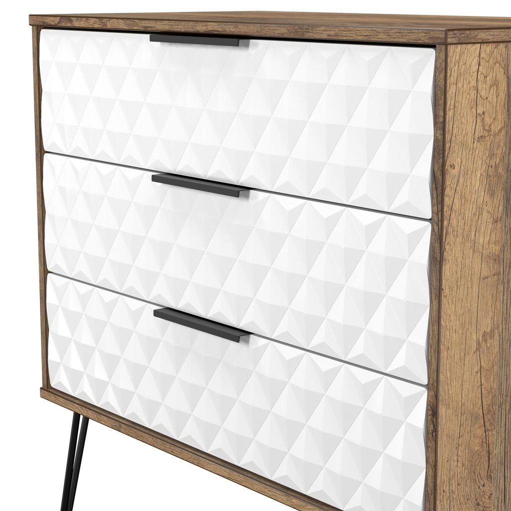 Harlequin 3 Drawer Chest with Black Hairpin Legs