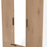 Java Tall Mirrored 2 Drawer 3 Door Triple Wardrobe