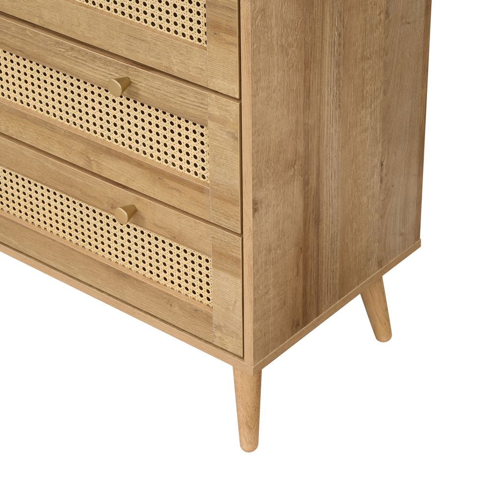 Manila Rattan 3 Piece Bedroom Set with 2 Door Wardrobe, Bedside Table & Chest of 3+2 Drawers