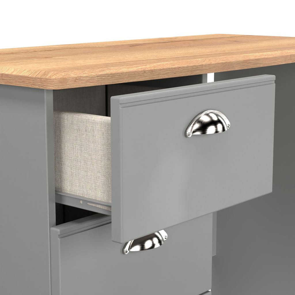 Victoria 3 Drawer Single Pedestal Dressing Table with Oak Top