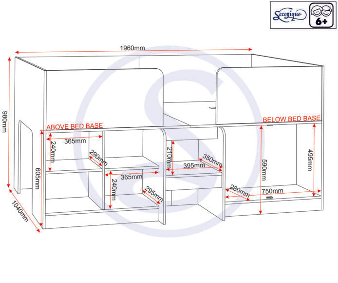 Orlando Low Sleeper Bed Frame with Storage