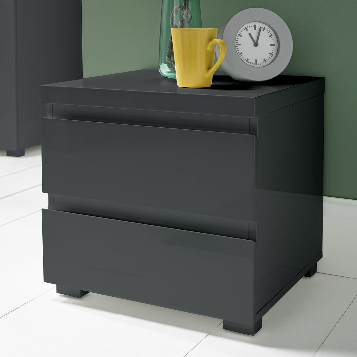 Puro Charcoal 2 Drawer Bedside Table