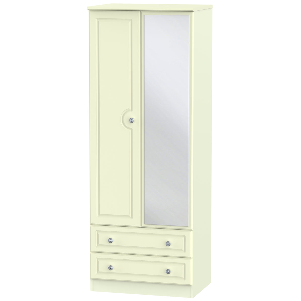 Pembroke Cream Tall 2 Door 2 Drawer Mirrored Wardrobe