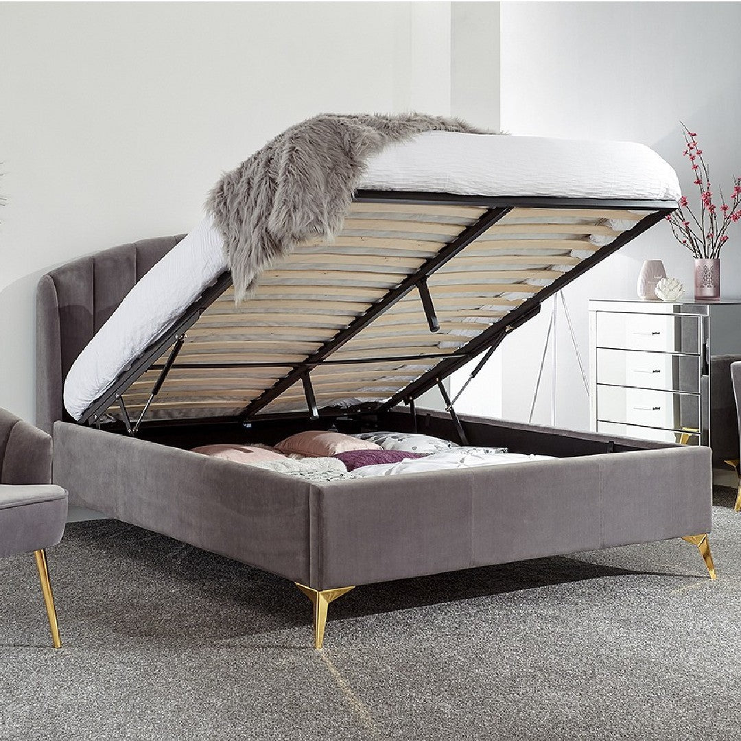 Pettine Velvet Ottoman Bed