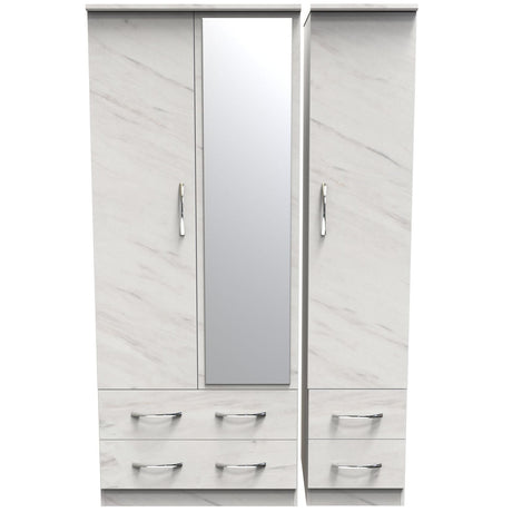Avon Mirrored 4 Drawer 3 Door Triple Wardrobe