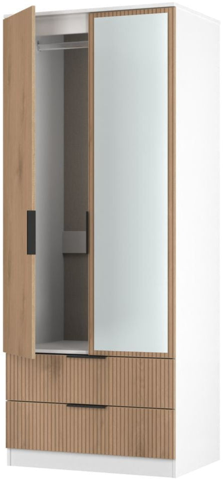 Java Mirrored 2 Drawer 2 Door Double Wardrobe