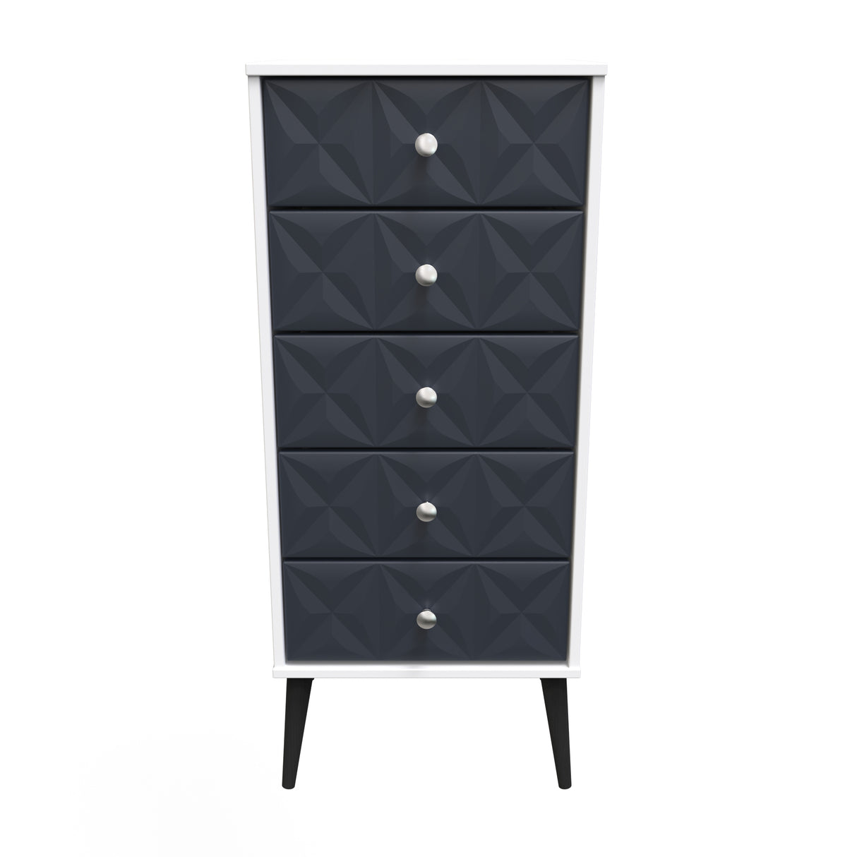 Pixel 5 Drawer Bedside Cabinet with Dark Scandinavian Legs