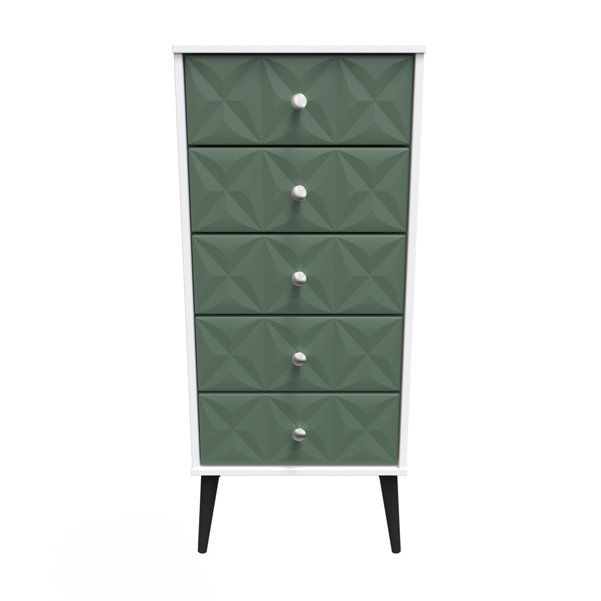 Pixel 5 Drawer Bedside Cabinet with Dark Scandinavian Legs