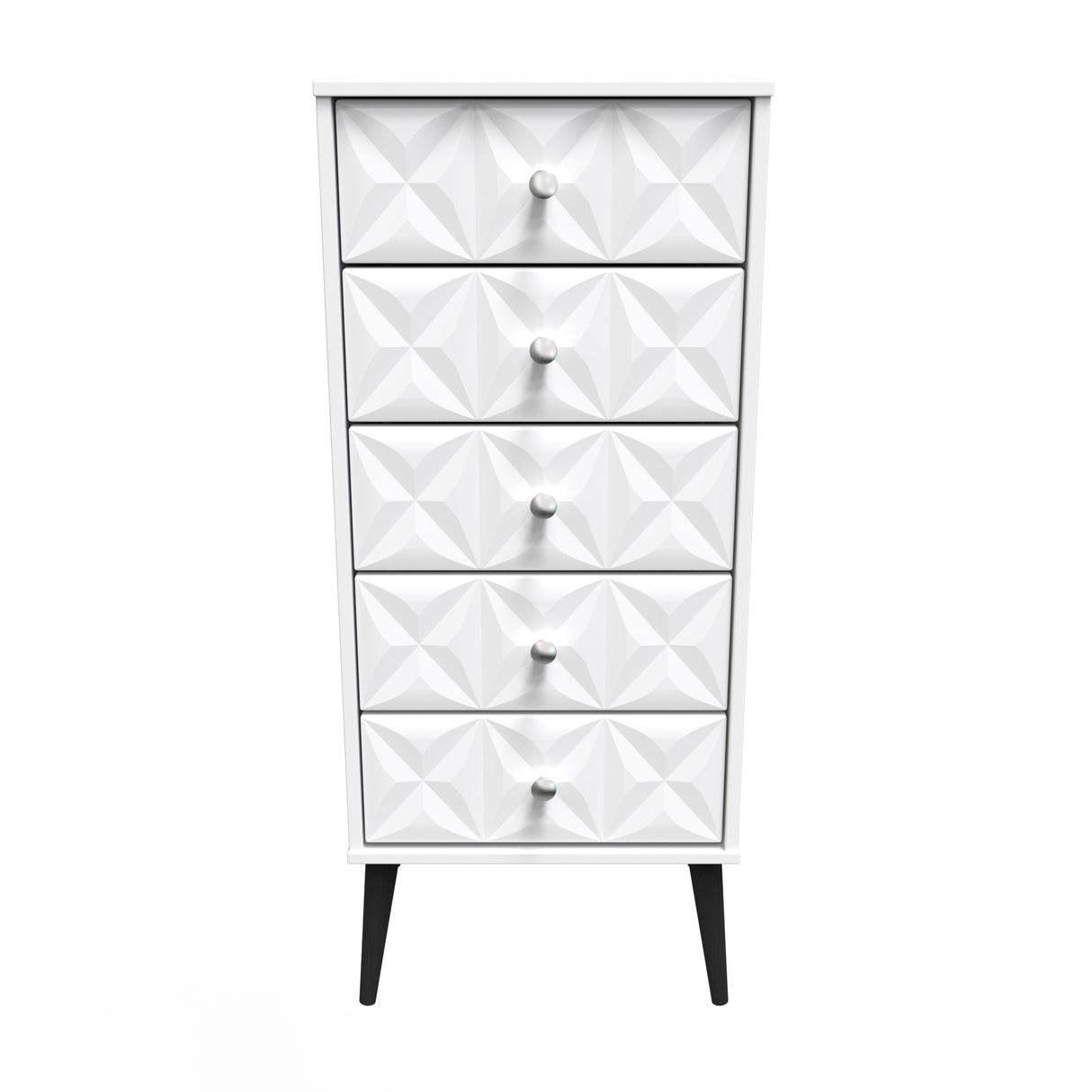 Pixel 5 Drawer Bedside Cabinet with Dark Scandinavian Legs