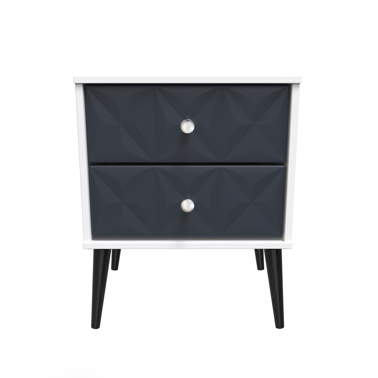 Pixel 2 Drawer Bedside Cabinet with Dark Scandinavian Legs