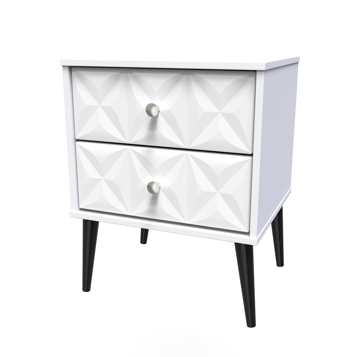 Pixel 2 Drawer Bedside Cabinet with Dark Scandinavian Legs