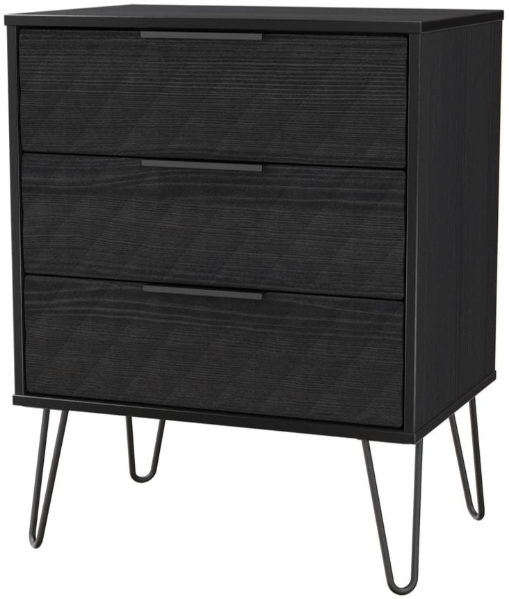 Harlequin 3 Drawer Midi Chest with Black Hairpin Legs