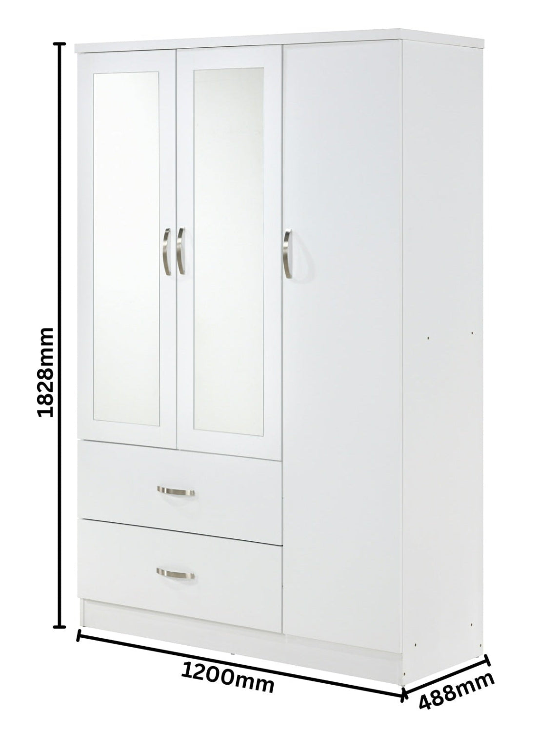 Paddington 3 Door Wardrobe & 7 Drawer Chest 4 Piece Bedroom Set