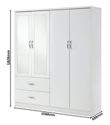 Paddington 4 Door Wardrobe & 3+2 Drawer Chest 4 Piece Bedroom Set