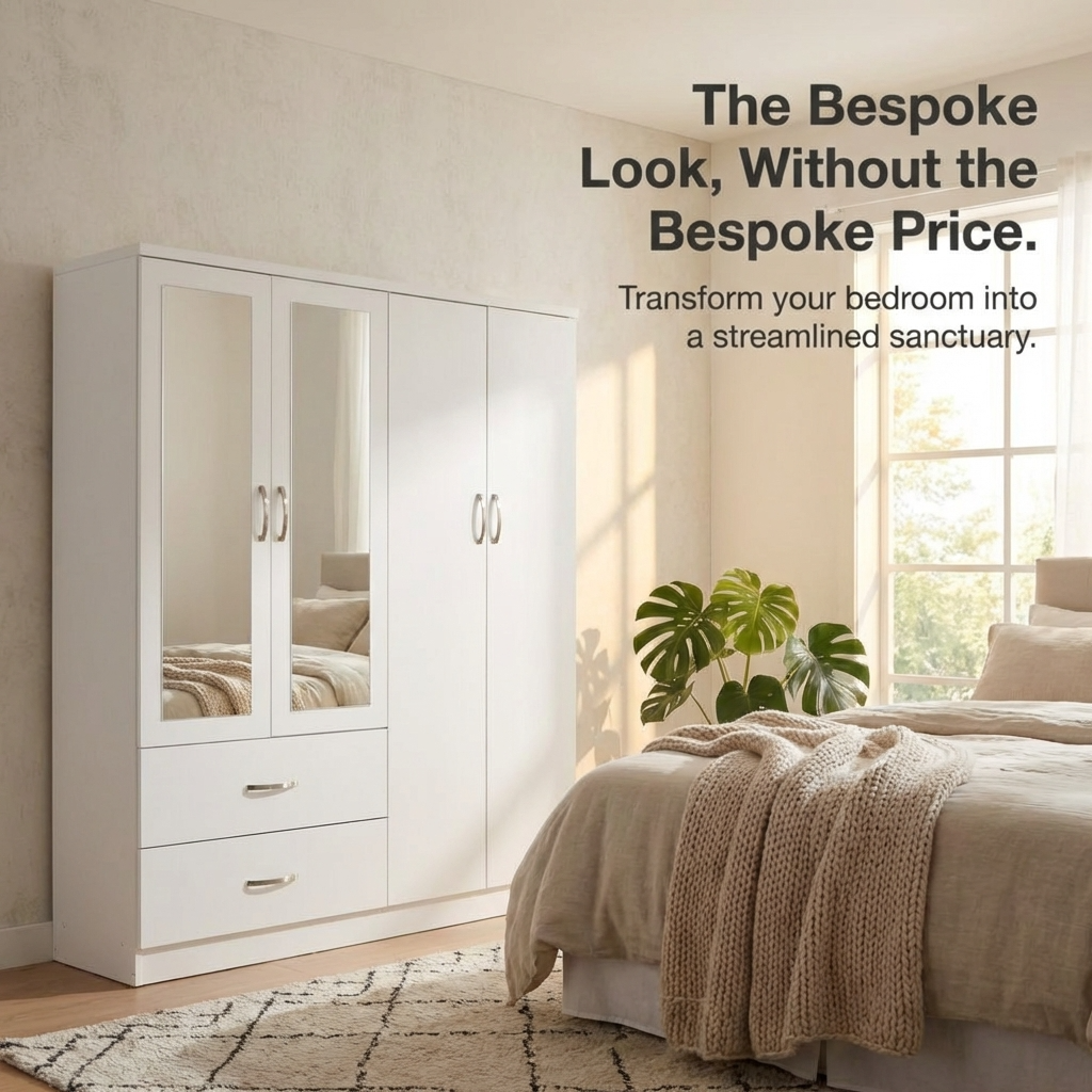 Paddington 4 Door 2 Drawer Mirrored Wardrobe