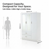 Paddington 3 Door 2 Drawer Mirrored Wardrobe
