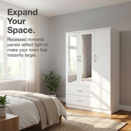 Paddington 3 Door 2 Drawer Mirrored Wardrobe