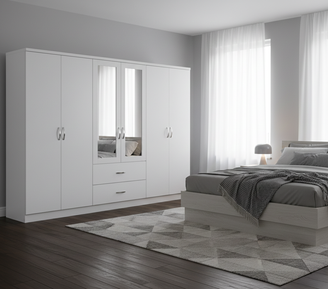 Paddington 6 Door 2 Drawer Mirrored Wardrobe