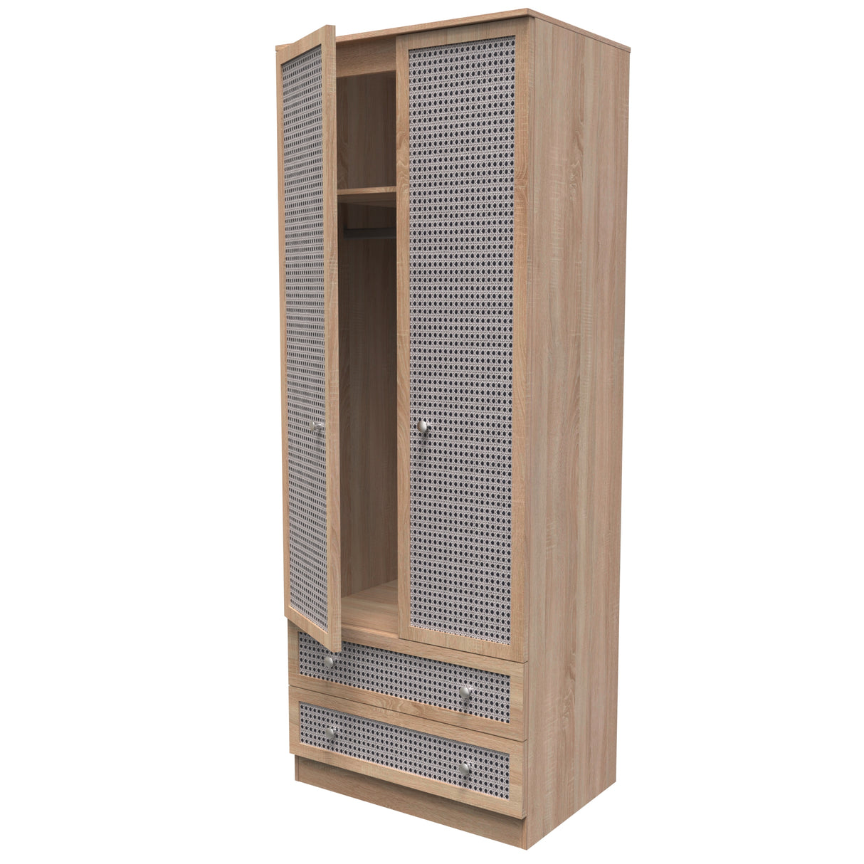 Rattan 2 Door 2 Drawer Wardrobe