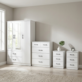 Paddington 3 Door Wardrobe & 3+2 Drawer Chest 4 Piece Bedroom Set