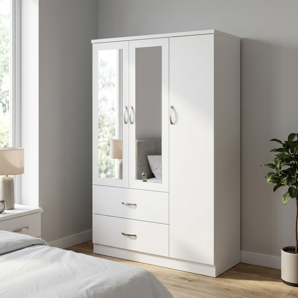 Paddington 3 Door Wardrobe & 3+2 Drawer Chest 4 Piece Bedroom Set