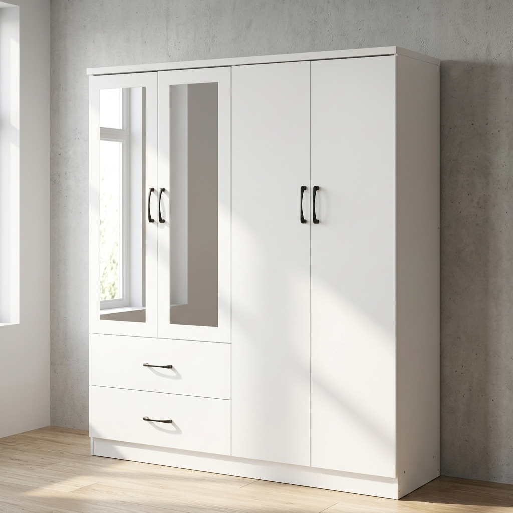 Paddington 4 Door Wardrobe & 3+2 Drawer Chest 4 Piece Bedroom Set