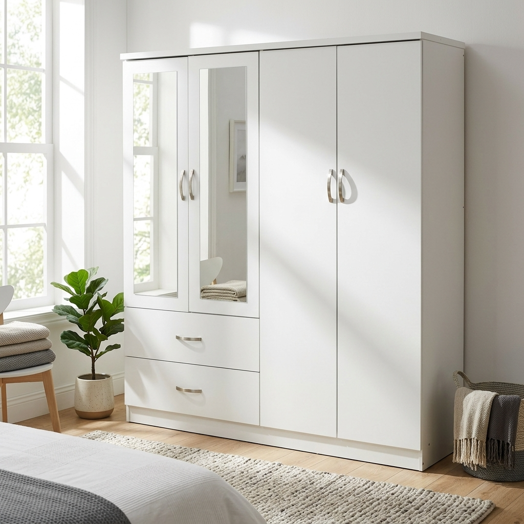 Paddington 4 Door Wardrobe & 7 Drawer Chest 4 Piece Bedroom Set