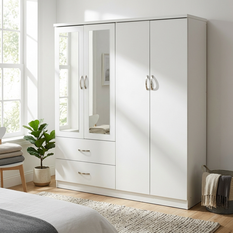 Paddington 4 Door Wardrobe & 7 Drawer Chest 4 Piece Bedroom Set