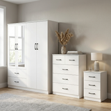 Paddington 4 Door Wardrobe & 3+2 Drawer Chest 3 Piece Bedroom Set