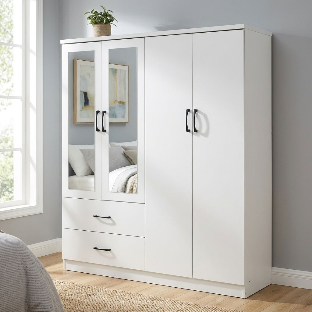 Paddington 4 Door Wardrobe & 3+2 Drawer Chest 3 Piece Bedroom Set