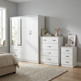 Paddington 4 Door Wardrobe & 3+2 Drawer Chest 3 Piece Bedroom Set