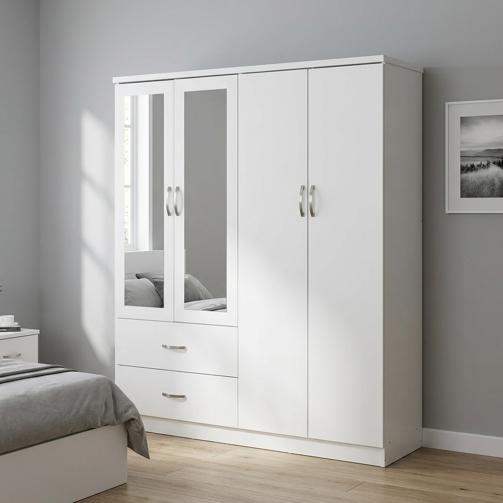 Paddington 4 Door Wardrobe & 3+2 Drawer Chest 3 Piece Bedroom Set