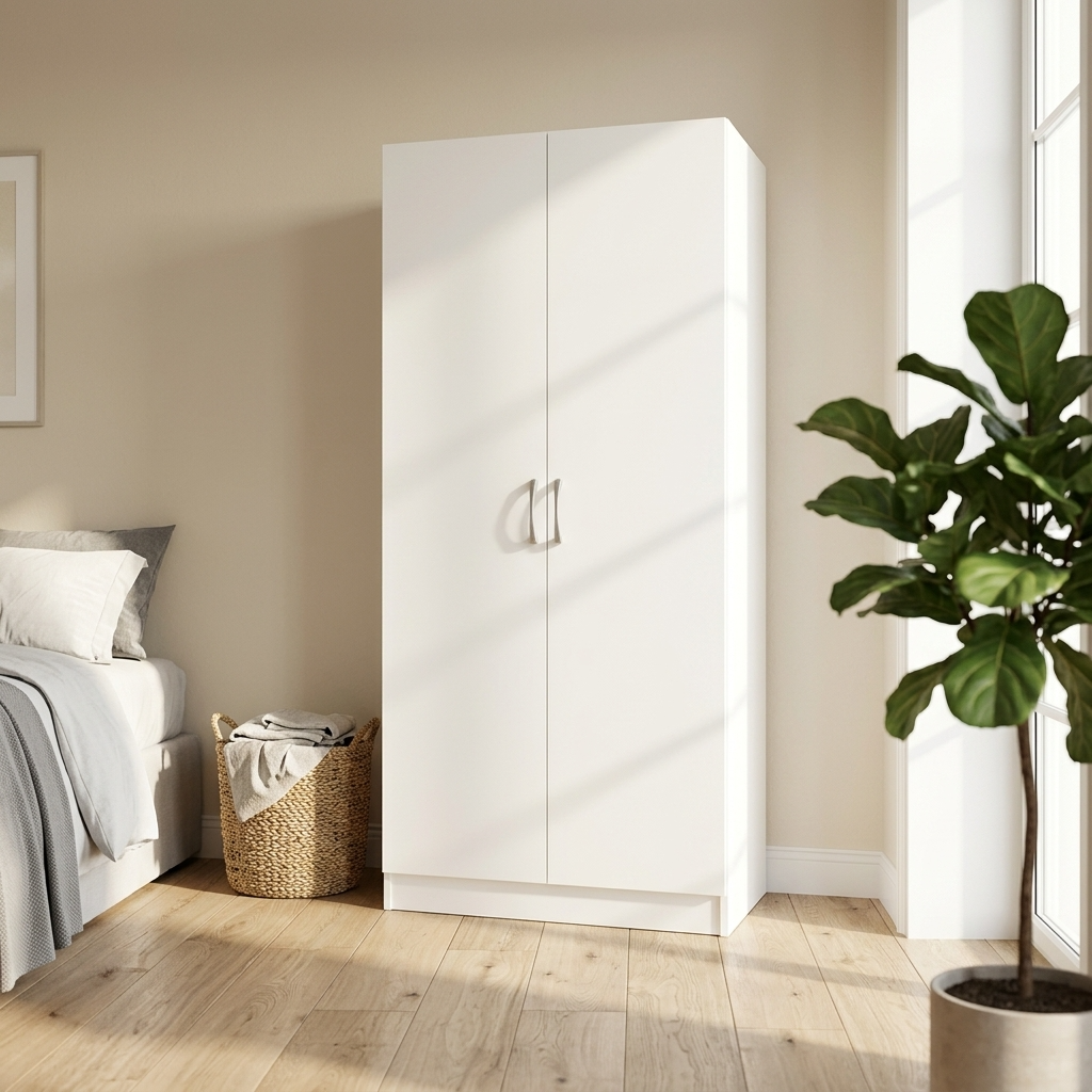 Highbury 2 Door Double Wardrobe & 1 Drawer Bedside 2 Piece Bedroom Set