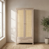 Willow Rattan 2 Door Wardrobe & 4 Drawer Chest 4 Piece Bedroom Set