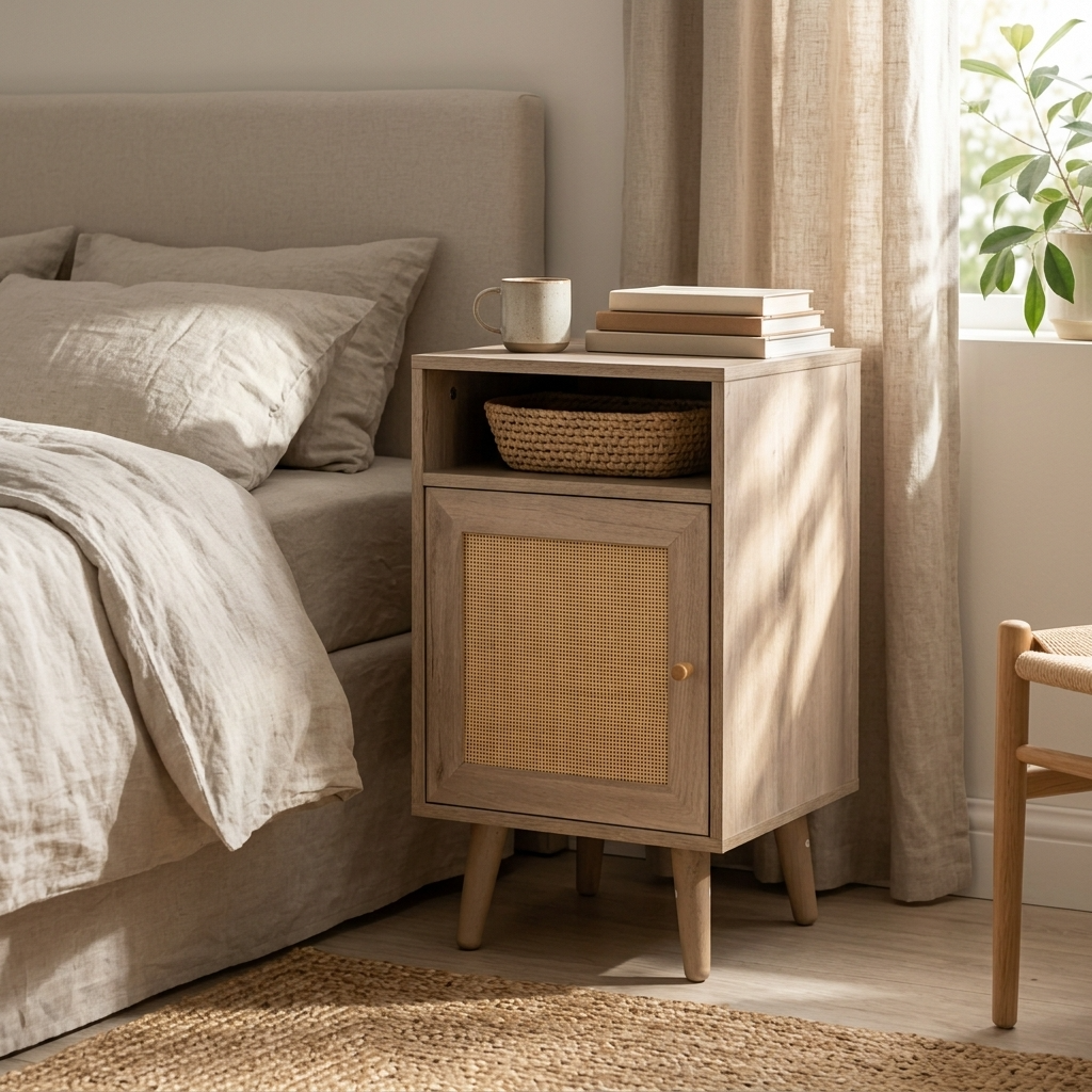 Willow Rattan 3 Door Wardrobe & 4 Drawer Chest 4 Piece Bedroom Set