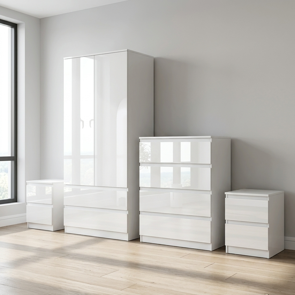 Soho 2 Door Wardrobe, 4 Drawer Chest & Bedside Tables 4 Piece Bedroom Set