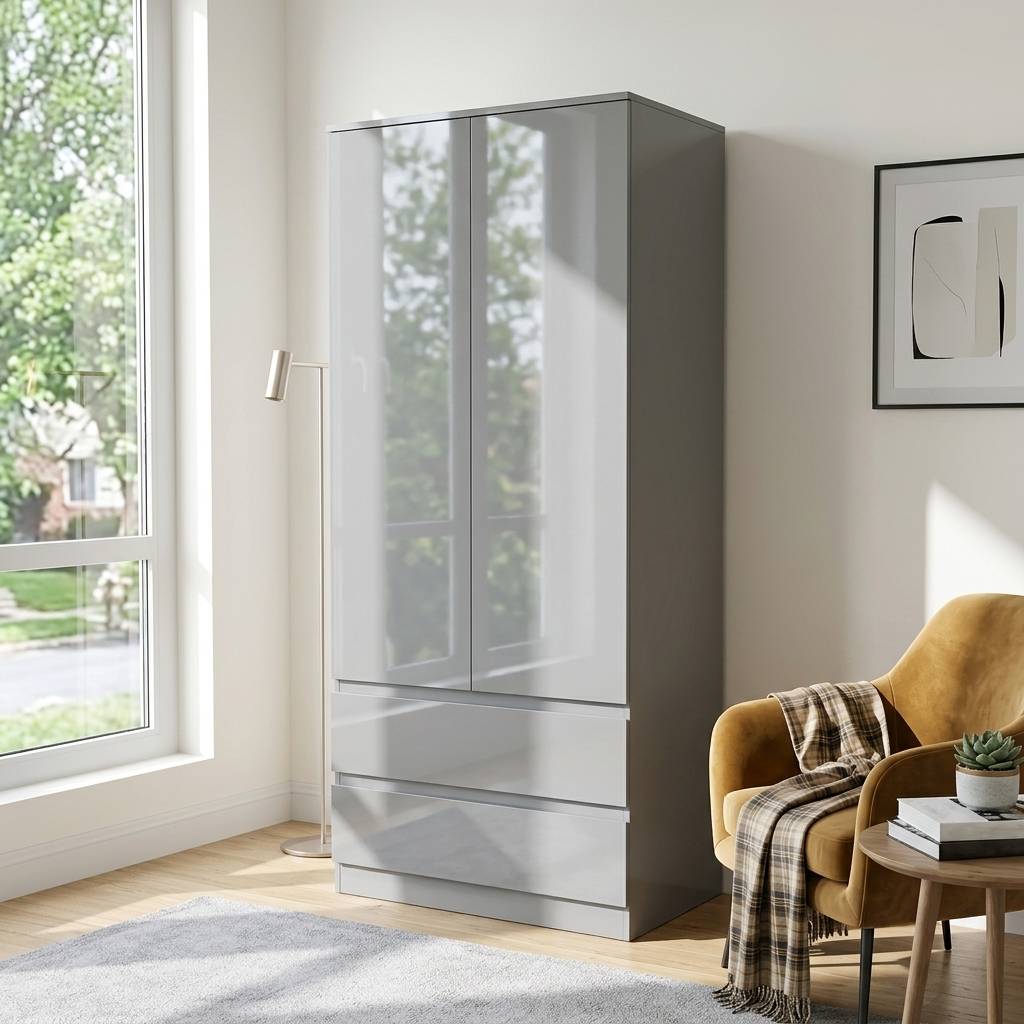 Soho 2 Door Wardrobe, 5 Drawer Chest & Bedside Tables 4 Piece Bedroom Set