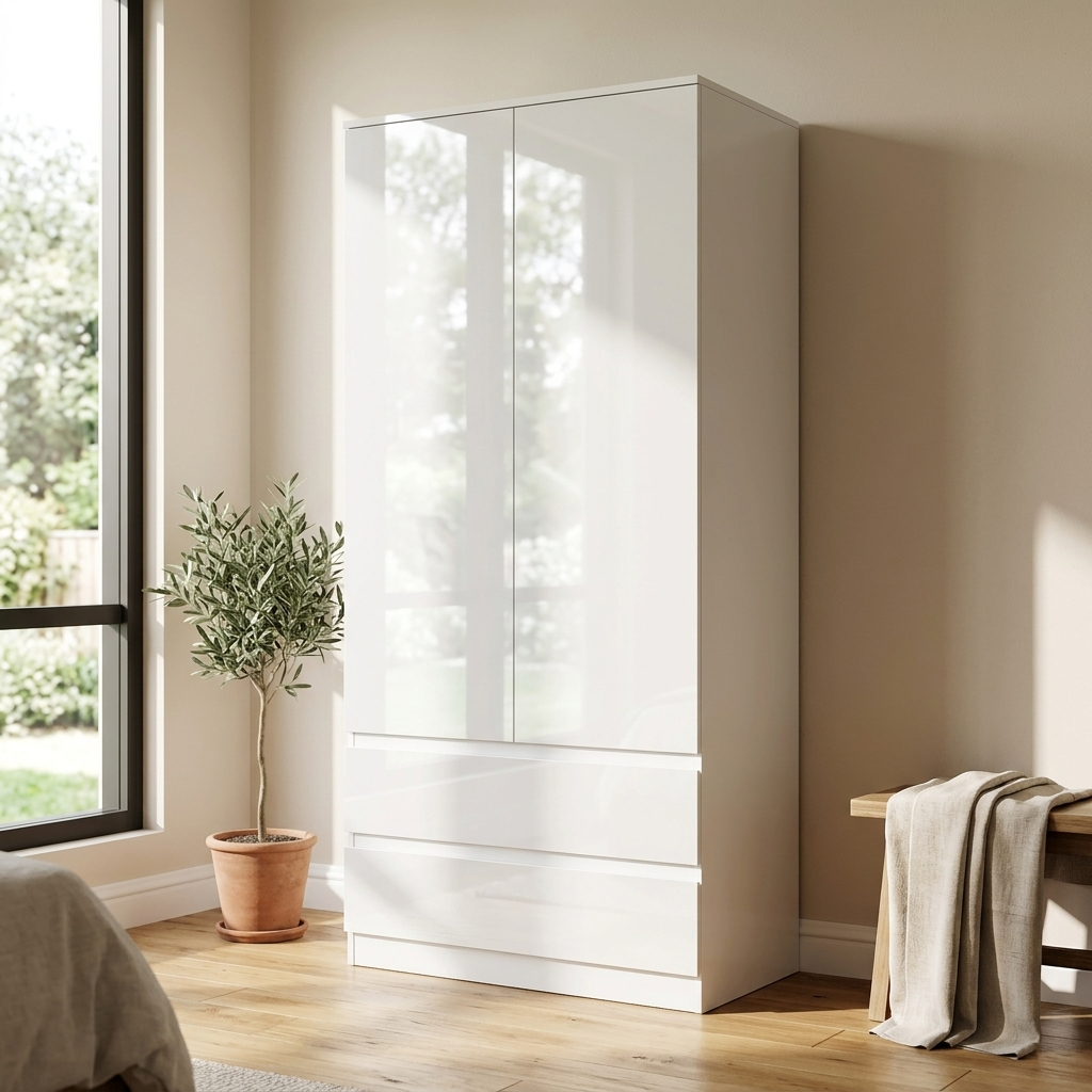 Soho 2 Door Wardrobe, 5 Drawer Chest & Bedside Tables 4 Piece Bedroom Set