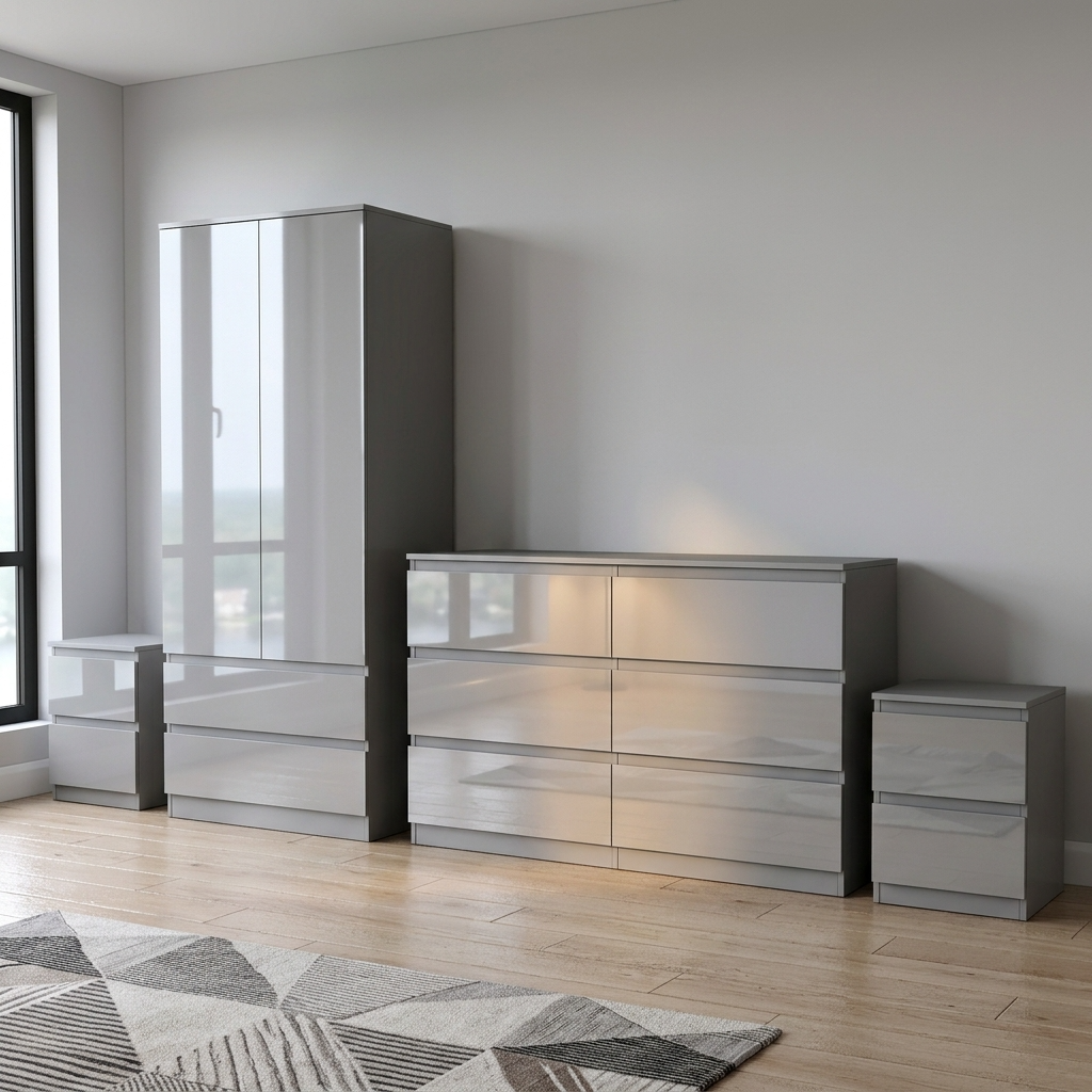 Soho 2 Door Wardrobe, 6 Drawer Chest & Bedside Tables 4 Piece Bedroom Set